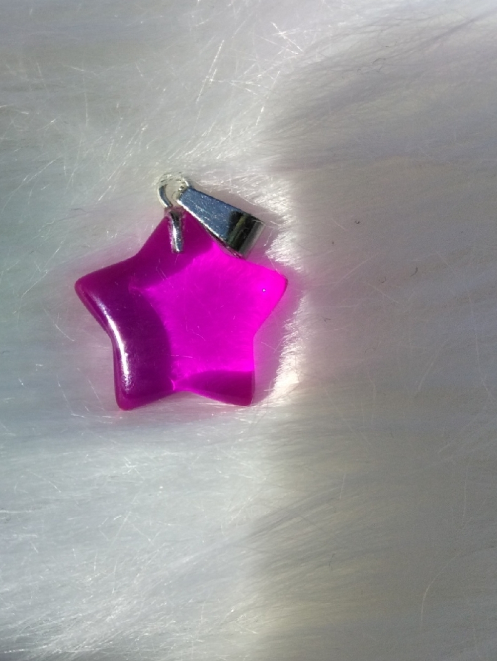 Hot Pink Star Glass Pendant Charm